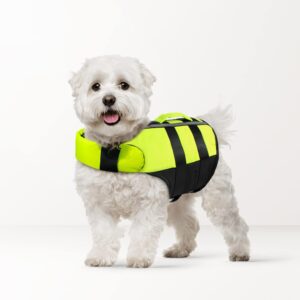 Namsan Dog Life Vest Inflatable Dog Life Jacket Reflective Safety Pet Swimming Suit with High Floating, Adjustable Preserver for Dogs, Yellow Small