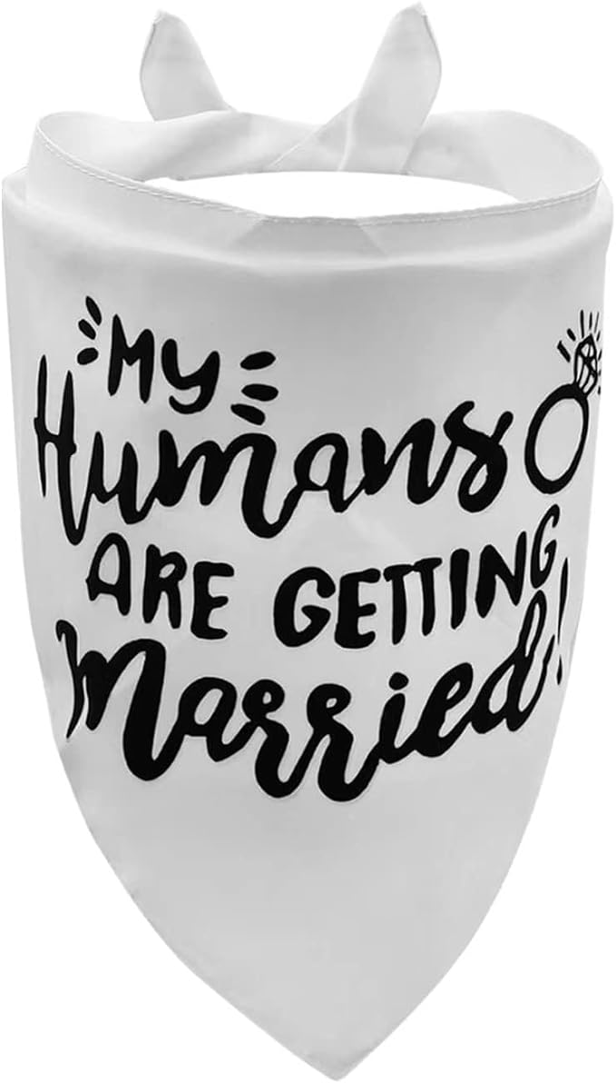 White My Humans are Getting Married Dog Wedding Engagement Bandana,Wedding Photo Photos, LMSHOWOWO Dog Bandana Wedding Engagement Announcement Gifts Pet Scarf Accessories for Dog Lovers, Bridal Shower