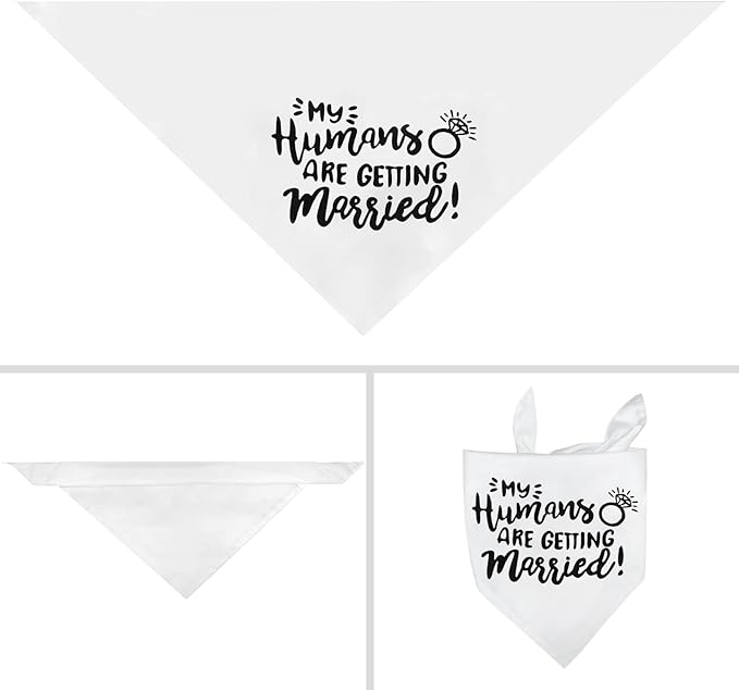 White My Humans are Getting Married Dog Wedding Engagement Bandana,Wedding Photo Photos, LMSHOWOWO Dog Bandana Wedding Engagement Announcement Gifts Pet Scarf Accessories for Dog Lovers, Bridal Shower - Image 3