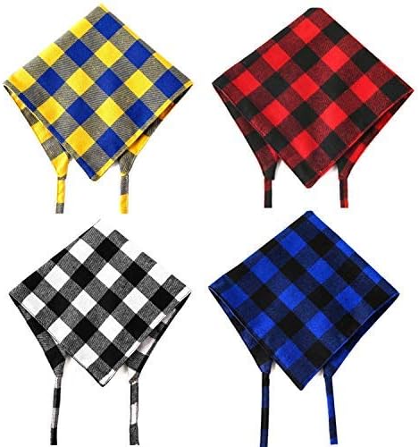 SLSON 4 Pack Dog Bandana, Plaid Printing Triangle Bibs Reversible Cotton Washable Scarfs for Pet Dog and Cat - Image 5