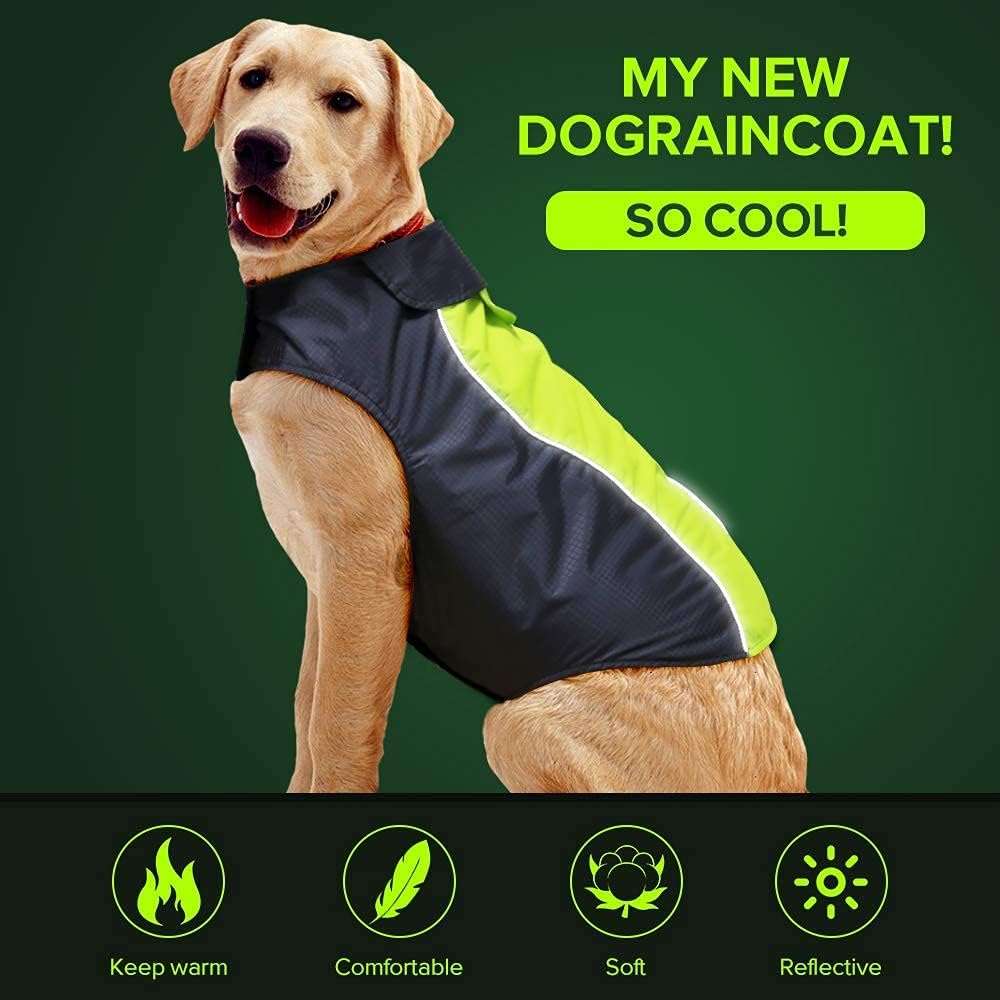 Dog Raincoat, Sport Indoor Outdoor Jacket with Waterproof Windproof Outer Layer and Warm Fleece Inner Vest Apparel for Small Medium Large Dogs (L, Green) - Image 3