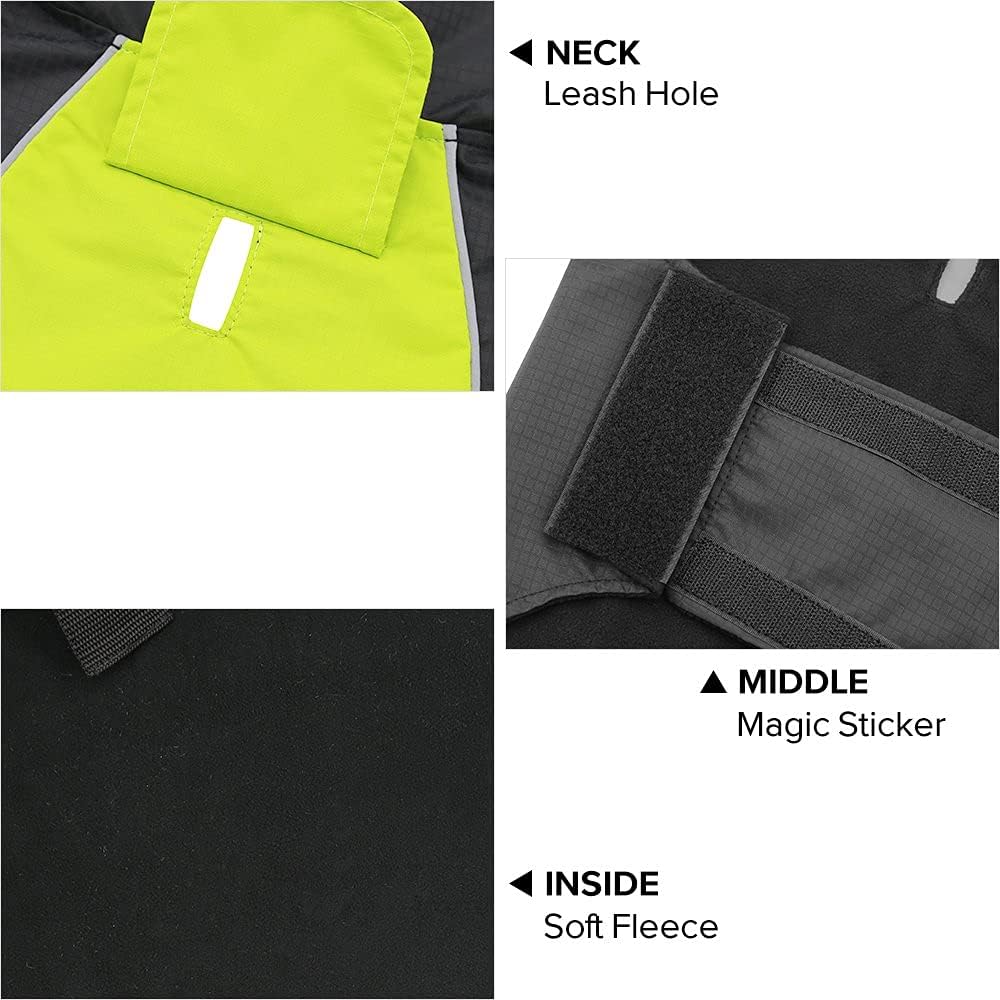 Dog Raincoat, Sport Indoor Outdoor Jacket with Waterproof Windproof Outer Layer and Warm Fleece Inner Vest Apparel for Small Medium Large Dogs (L, Green) - Image 4