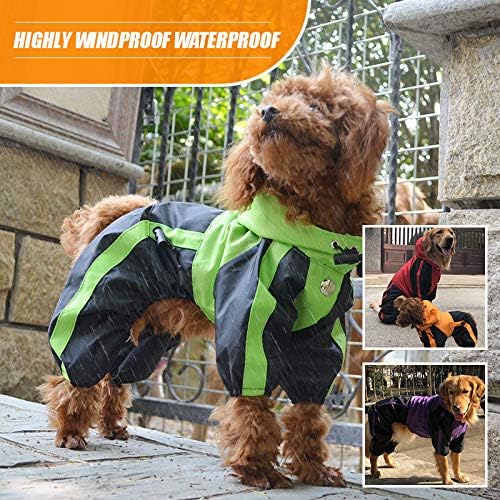 Lovelonglong Alaska Dog Hooded Raincoat, Golden Retriever Rain Jacket Poncho Waterproof Clothes with Hood Breathable 4 Feet Four Legs Rain Coats for Large Huge Dogs Green L-XL+ - Image 7