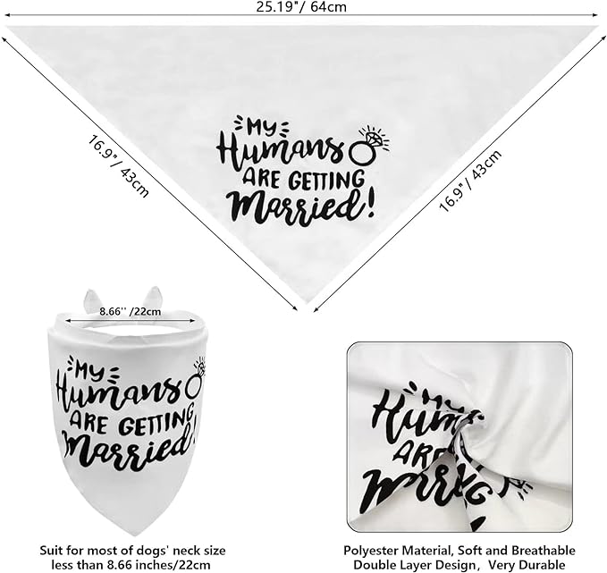 White My Humans are Getting Married Dog Wedding Engagement Bandana,Wedding Photo Photos, LMSHOWOWO Dog Bandana Wedding Engagement Announcement Gifts Pet Scarf Accessories for Dog Lovers, Bridal Shower - Image 2