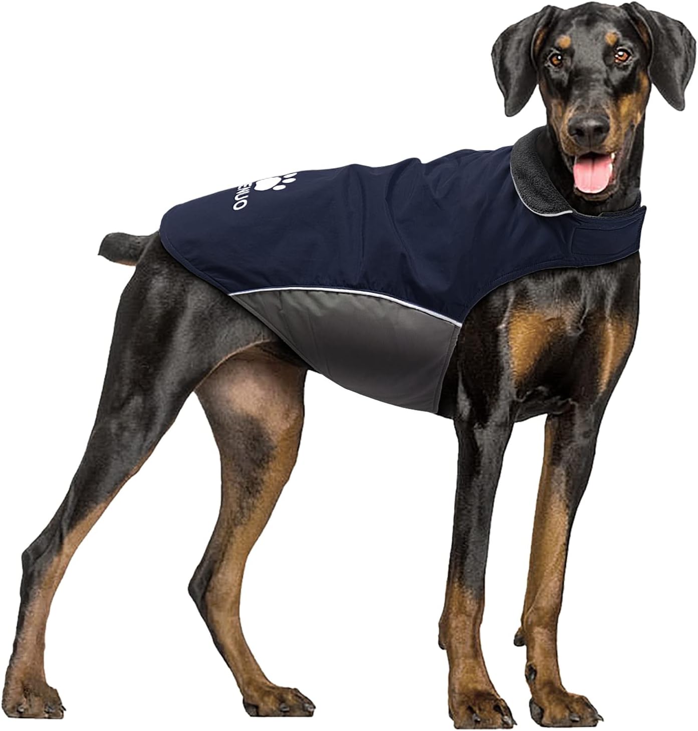 IREENUO Dog Raincoat, 100% Waterproof Dog Warm Jacket for Fall Winter, Rainproof Coat with Adjustable Velcro and Reflective Stripes for Medium Large Dogs (3XL, Blue)