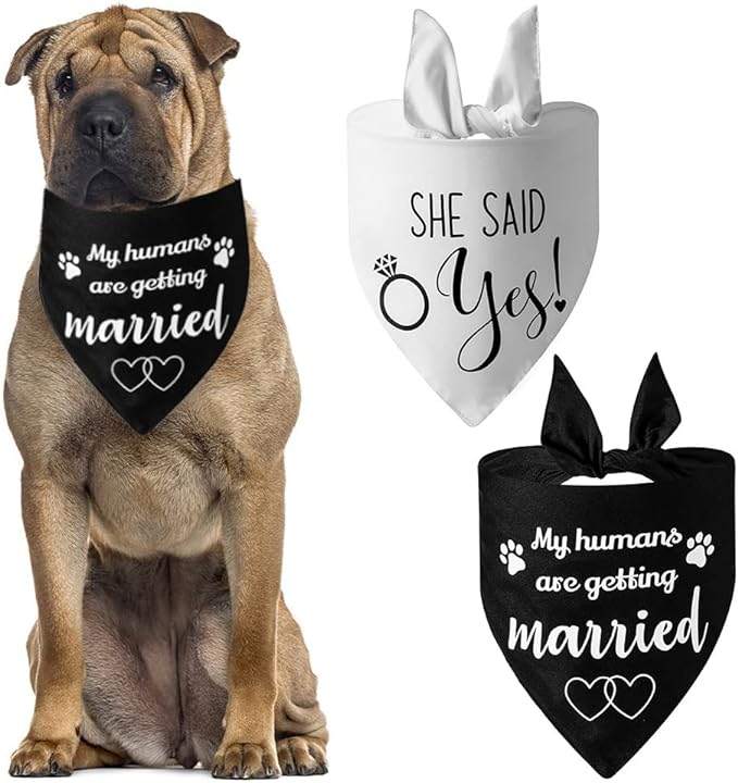 UgyDuky 2Pcs Dog Wedding Bandana Dog Triangle Scarf with Letter Printing, Will You Marry My Daddy & She Said Yes Pet Triangle Bibs Dog Handkerchiefs Dog Wedding Attire Pet Scarf Accessories for Dog Lovers, Wedding Engagement Photos, Bridal Shower Gift, Adjustable Fit for Small Medium Large Dogs Cats Pets (A)