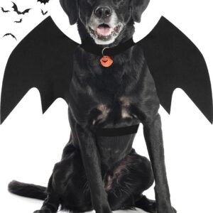 Dog Halloween Costumes for Large Dog, Pet Costumes for Dogs with Pumpkin Bell, Dog Bat Wings Halloween Cosplay Party Dress Up (Large)