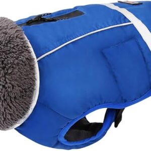 PENIVO Cold Weather Reflective Coats Adjustable Dog Clothes Winter Waterproof Outdoor Pet Dog Jacket Thicken Warm Dog Coat for Small Medium Large Dog Sweater (S, Blue)