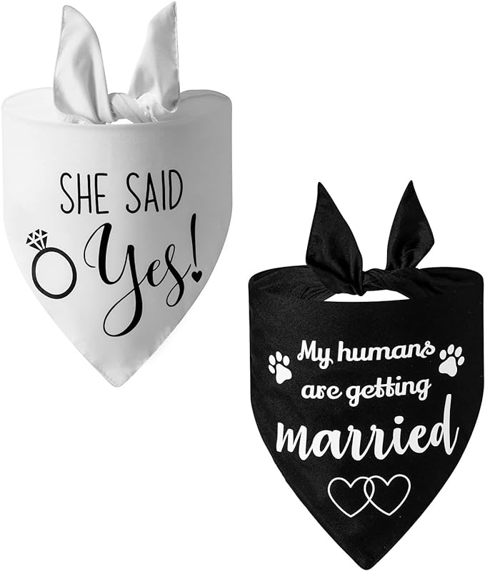 UgyDuky 2Pcs Dog Wedding Bandana Dog Triangle Scarf with Letter Printing, Will You Marry My Daddy & She Said Yes Pet Triangle Bibs Dog Handkerchiefs Dog Wedding Attire Pet Scarf Accessories for Dog Lovers, Wedding Engagement Photos, Bridal Shower Gift, Adjustable Fit for Small Medium Large Dogs Cats Pets (A) - Image 2