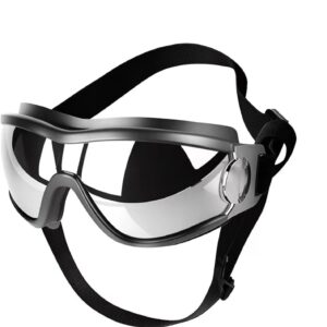 Dog Goggles Medium or Large Dog Sunglasses Anti-UV Waterproof Windproof Glasses Dog Eyewear for Long Snout Dogs (Silver)