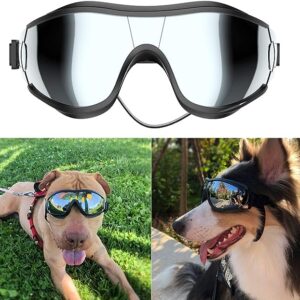 NVTED Dog Sunglasses Dog Goggles, UV Protection Wind Protection Dust Protection Fog Protection Pet Glasses Eye Wear Protection with Adjustable Strap for Medium or Large Dog (Pack of 1)