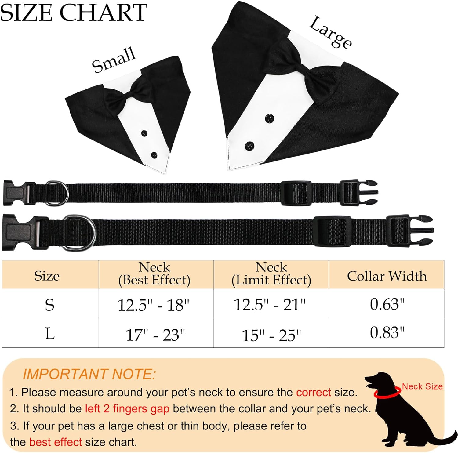 GOYOSWA Dog Tuxedo Dog Suit Dog Wedding Bandana Collar with Bow Tie, Adjustable Dog Tux Formal Dog Costumes, Engagement Birthday Gifts for Small Medium Large Dogs Pets (Large: Neck 15?-25?) - Image 4