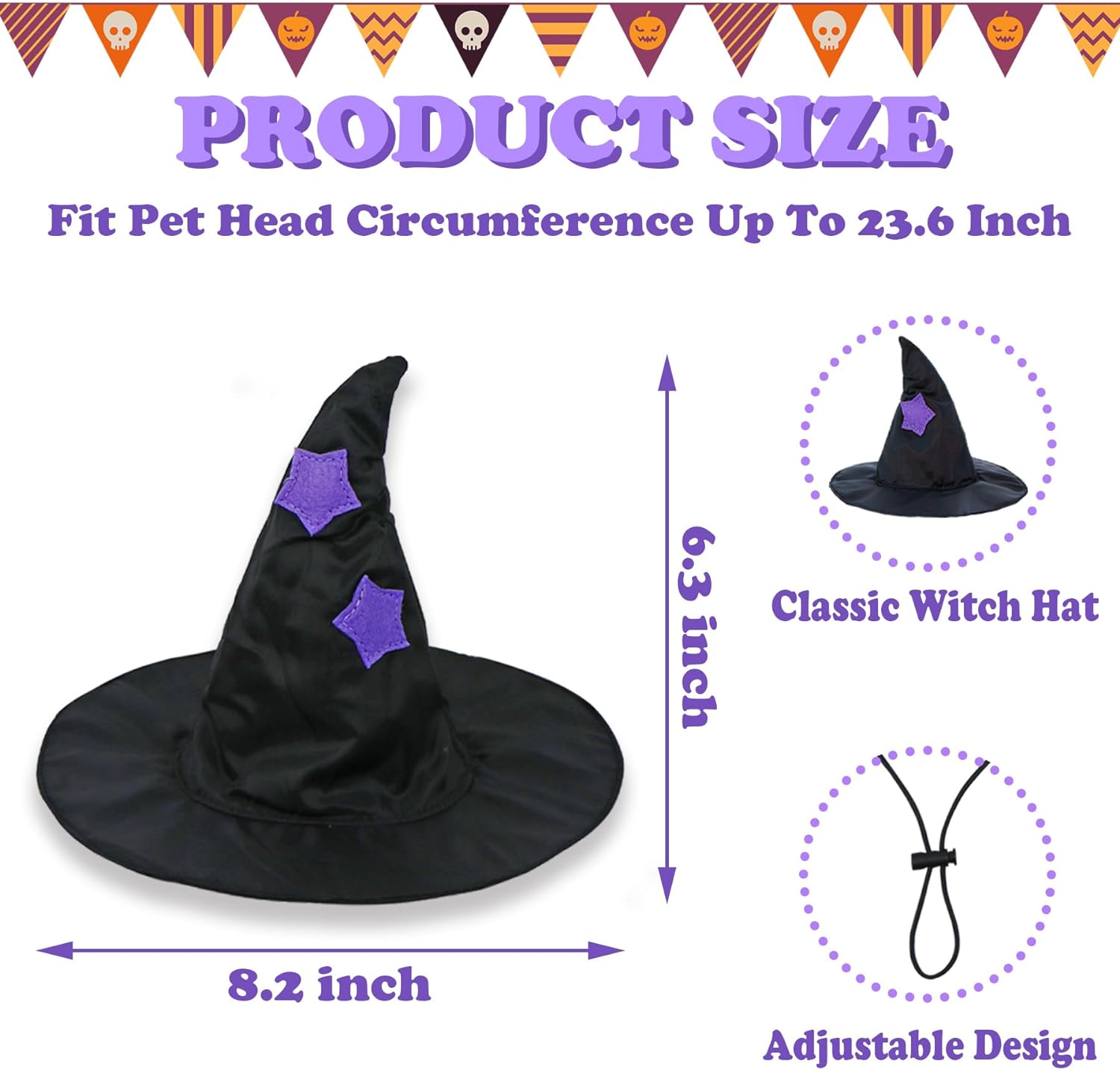 GOYOSWA Dog Halloween Costumes, Dog Witch Costume Halloween Dog Witch Cloak Cape Wizard Hat Halloween Costumes for Small Medium Large Dogs Pets(Dog Witch Costume, Large) - Image 3