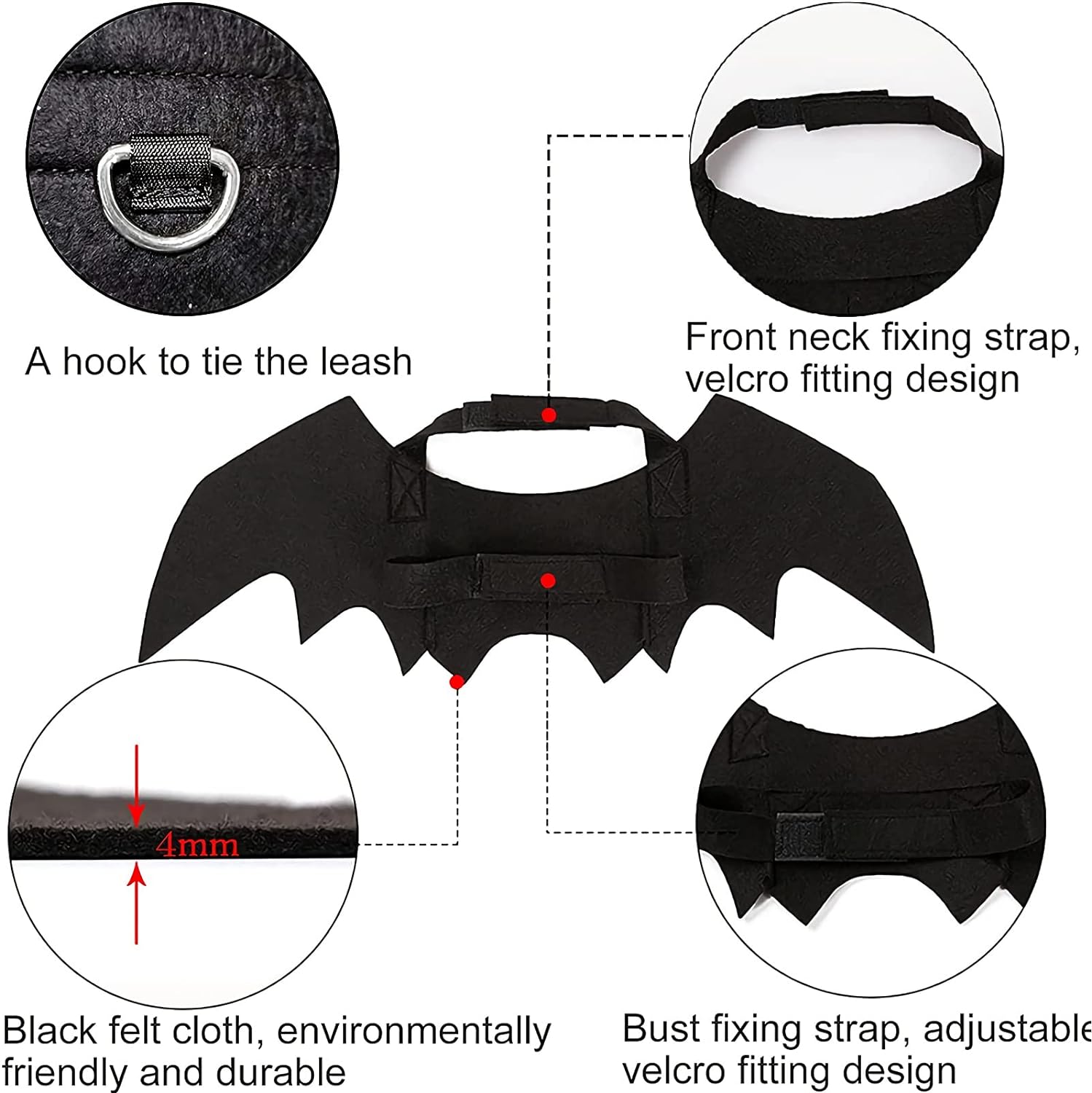 Bowtus Halloween Dog Bat Wings Pet Costume with Pumpkin Bells for Halloween Party Decorations, Cute Puppy Dog and Cat Collar Bat Wings Cosplay Party Dress Up Funny Cool Appare(Large) - Image 4