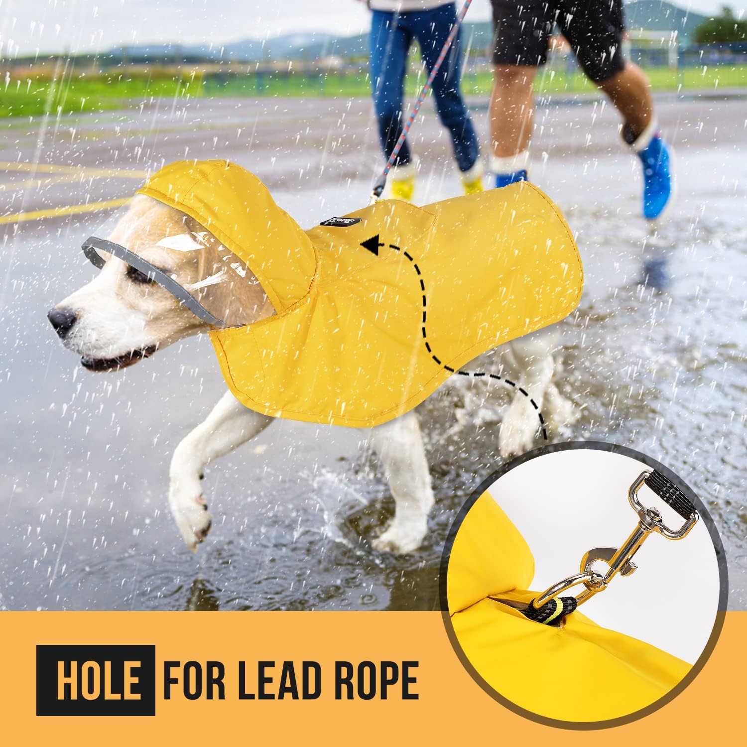 AUTOWT Waterproof Dog Raincoat, Clear Hooded Double Layer Dogs Rain Jacket for Small Medium Large Dogs, Dog Poncho with Reflective Strip Adjustable Velcro Straps and Storage Pocket - Image 4