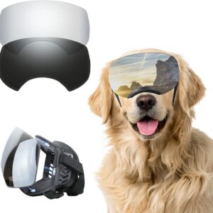 NAMSAN Dog Sunglasses Medium Breed Magnetic Replaceable Lens UV Protection Dog Goggles for Medium-Large Dogs Fogproof Windproof Sports Dog Glasses, Black