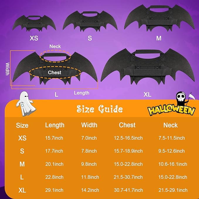 RYPET Dog Bat Costume - Halloween Pet Costume Bat Wings Cosplay Dog Costume Pet Costume for Party L - Image 3