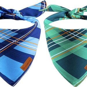 Dog Bandanas, for All Breeds Double Layer Fabric pet Scarf Durable Fabric Gotcha Day Graduation Dog(Blue Plaid, X-Large)