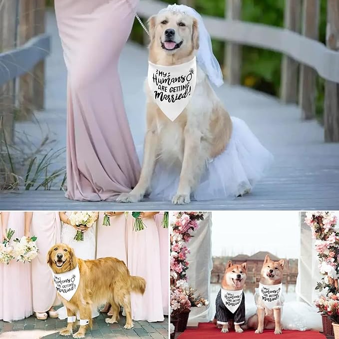 White My Humans are Getting Married Dog Wedding Engagement Bandana,Wedding Photo Photos, LMSHOWOWO Dog Bandana Wedding Engagement Announcement Gifts Pet Scarf Accessories for Dog Lovers, Bridal Shower - Image 6