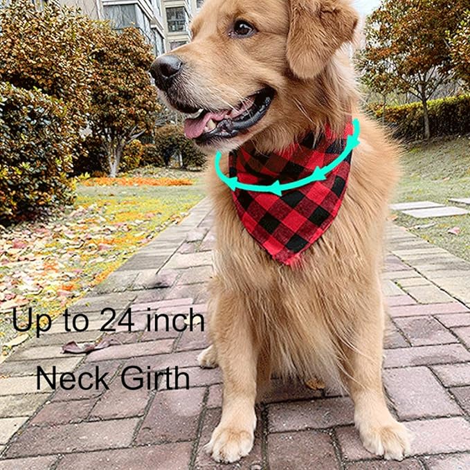 SLSON 4 Pack Dog Bandana, Plaid Printing Triangle Bibs Reversible Cotton Washable Scarfs for Pet Dog and Cat - Image 6