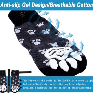 Dog Socks, Anti-Slip Pet Paw Protector with Straps, Traction Control for Indoor Hardwood Floors 3 Pairs Black (S) - Image 4