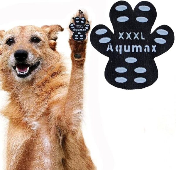 Aqumax Dog Anti Slip Paw Grips Traction Pads,Paw Protection with Stronger Adhesive, Non-Toxic,Multi-Use on Hardwood Floor or Injuries,12 sets-48 Pads XXXL Black