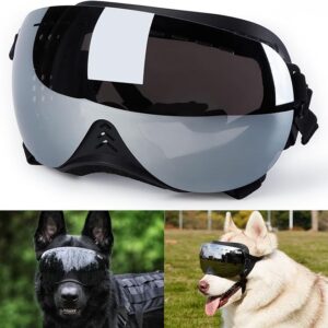 Ownpets Dog Goggles with Magnetic Lenses and Replaceable Lenses, Adjustable Dog UV Sunglasses Windproof, Dust&Snow Protection, Eye Wear Protection, Suitable for Medium or Large Dogs