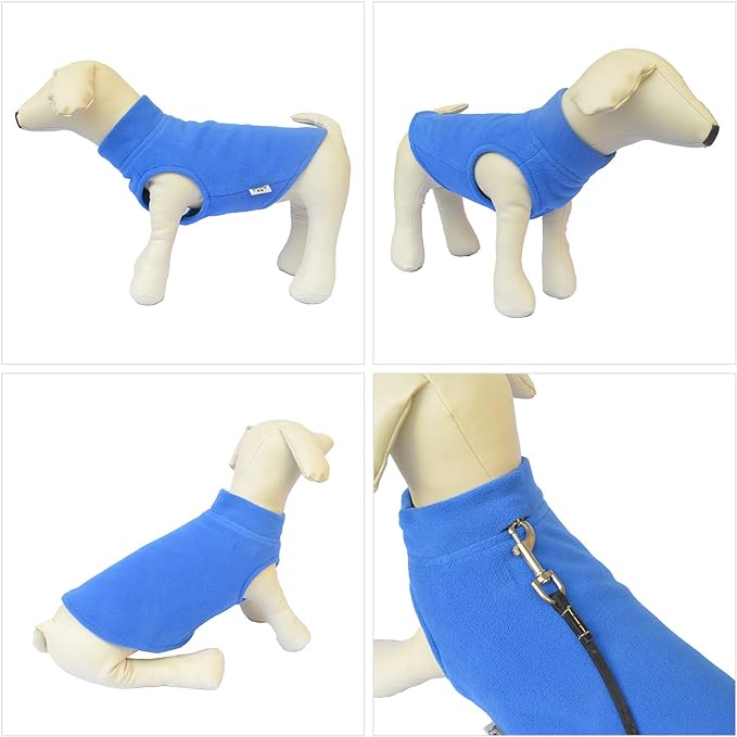 Dog Winter Vest Warm Breathable Dog Polar Fleece Vest Jacket, Lightweight Round Neck Winter Coat with Leash Neck Hole for Small Medium Large Dogs Blue XXL - Image 4