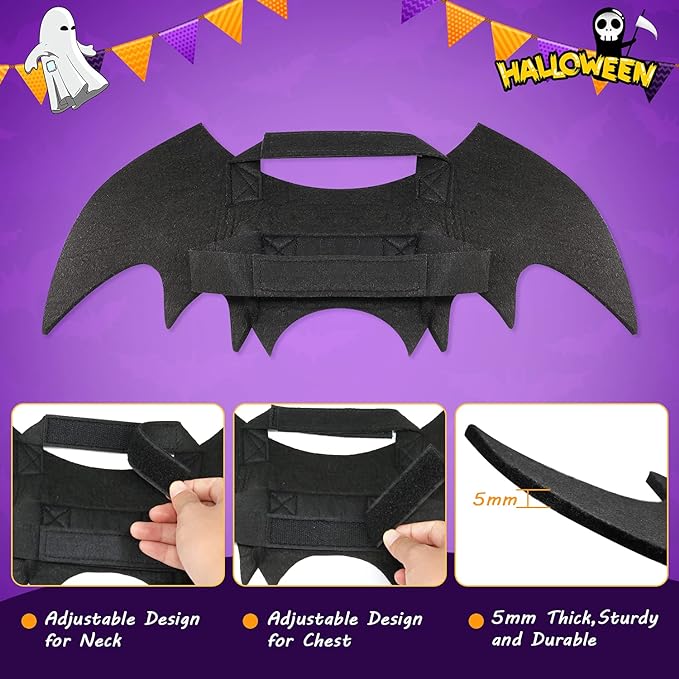 RYPET Dog Bat Costume - Halloween Pet Costume Bat Wings Cosplay Dog Costume Pet Costume for Party L - Image 4