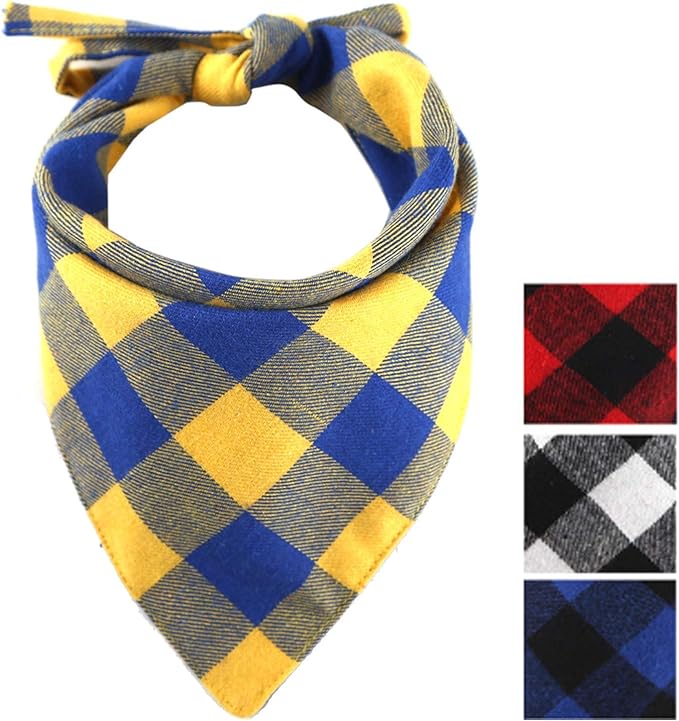 SLSON 4 Pack Dog Bandana, Plaid Printing Triangle Bibs Reversible Cotton Washable Scarfs for Pet Dog and Cat - Image 7