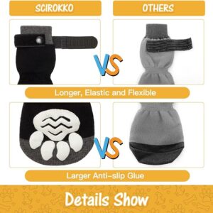 SCIROKKO 3 Pairs Anti-Slip Dog Socks - Adjustable Pet Non-Slip Paw Protection with Golden Paw Pattern for Puppy Doggy Indoor Traction Control Wear on Floor - Image 5