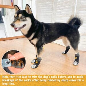 SCIROKKO 3 Pairs Anti-Slip Dog Socks - Adjustable Pet Non-Slip Paw Protection with Golden Paw Pattern for Puppy Doggy Indoor Traction Control Wear on Floor - Image 6