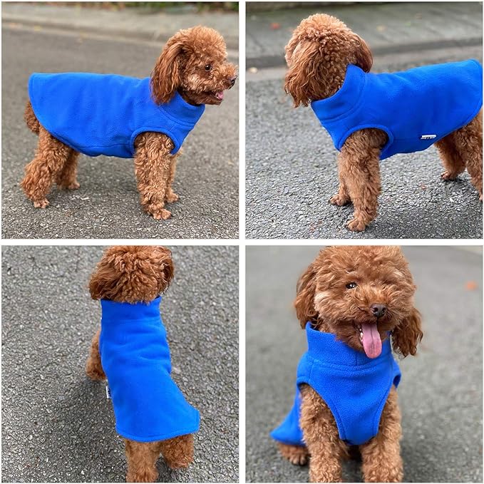 Dog Winter Vest Warm Breathable Dog Polar Fleece Vest Jacket, Lightweight Round Neck Winter Coat with Leash Neck Hole for Small Medium Large Dogs Blue XXL - Image 7