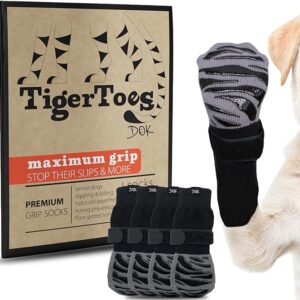DOK TigerToes Premium Non-Slip Dog Socks for Hardwood Floors - Extra-Thick Grip That Works Even When Twisted - Prevents Licking, Slipping, and Great for Dog Paw Protection - Size Large - Image 3
