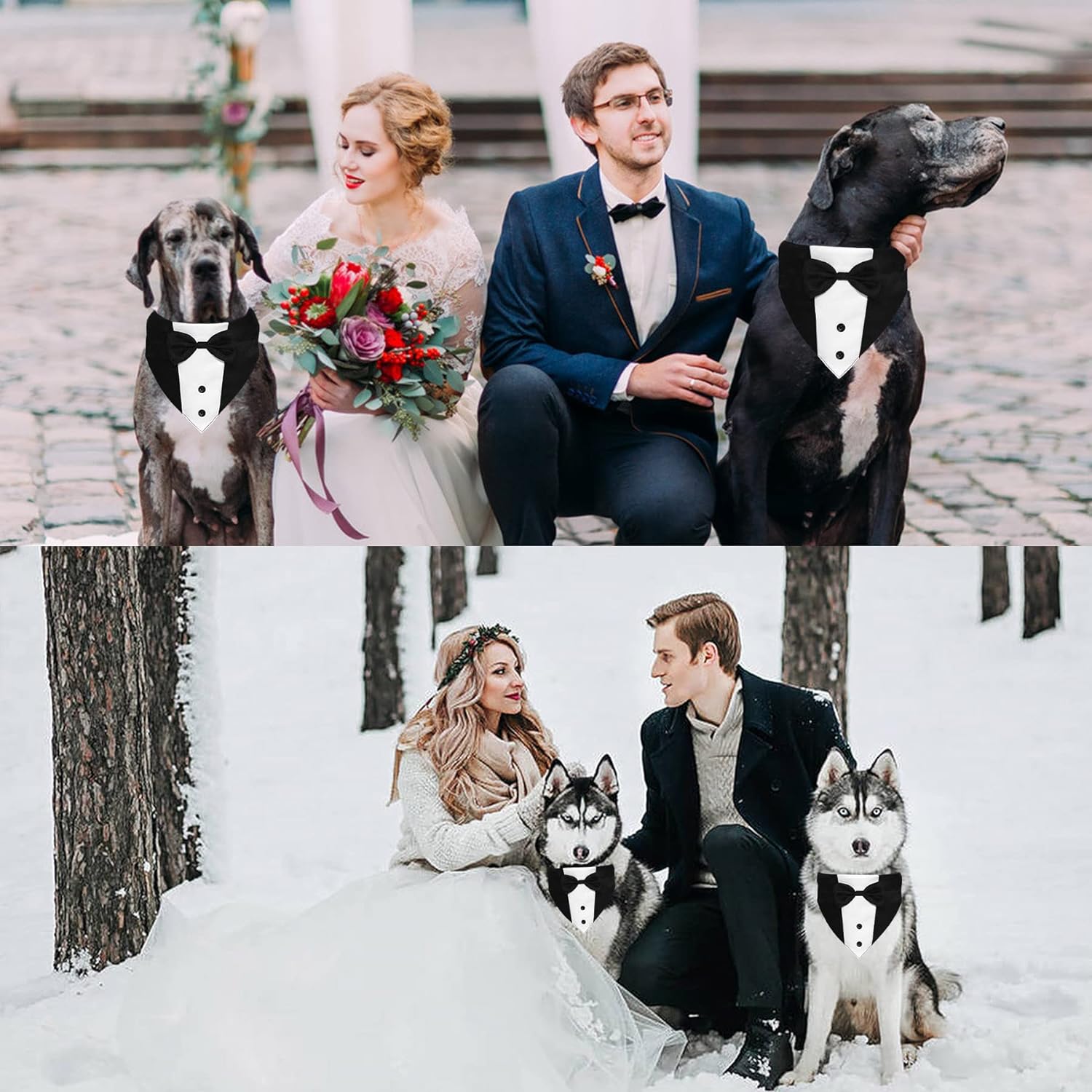 GOYOSWA Dog Tuxedo Dog Suit Dog Wedding Bandana Collar with Bow Tie, Adjustable Dog Tux Formal Dog Costumes, Engagement Birthday Gifts for Small Medium Large Dogs Pets (Large: Neck 15?-25?) - Image 7