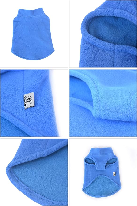 Dog Winter Vest Warm Breathable Dog Polar Fleece Vest Jacket, Lightweight Round Neck Winter Coat with Leash Neck Hole for Small Medium Large Dogs Blue XXL - Image 5