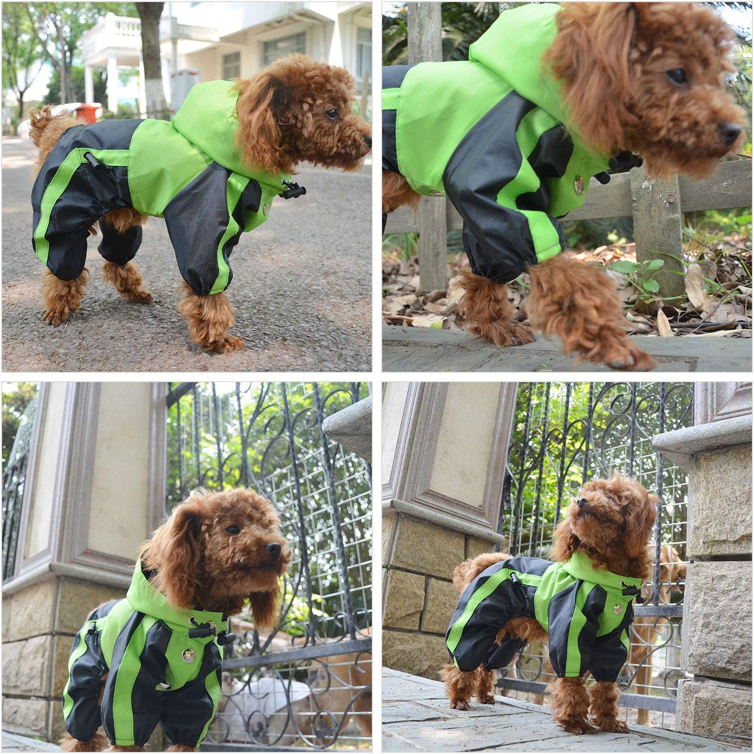 Lovelonglong Alaska Dog Hooded Raincoat, Golden Retriever Rain Jacket Poncho Waterproof Clothes with Hood Breathable 4 Feet Four Legs Rain Coats for Large Huge Dogs Green L-XL+ - Image 4