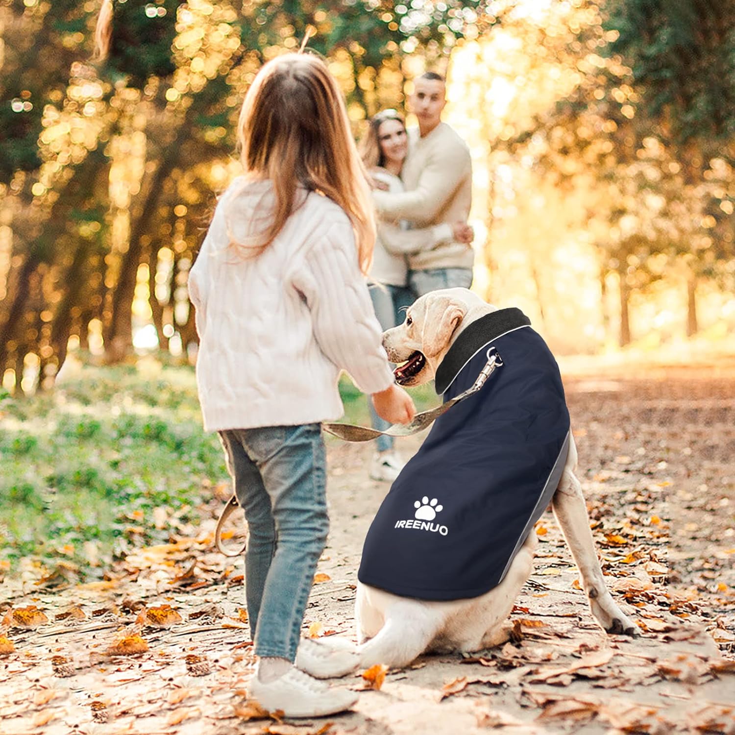 IREENUO Dog Raincoat, 100% Waterproof Dog Warm Jacket for Fall Winter, Rainproof Coat with Adjustable Velcro and Reflective Stripes for Medium Large Dogs (3XL, Blue) - Image 6