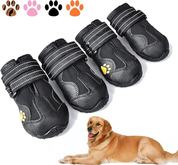 XSY&G Dog Boots,Waterproof Dog Shoes,Dog Booties with Reflective Rugged Anti-Slip Sole and Skid-Proof,Outdoor Dog Shoes for Medium to Large Dogs 4Pcs-Size7