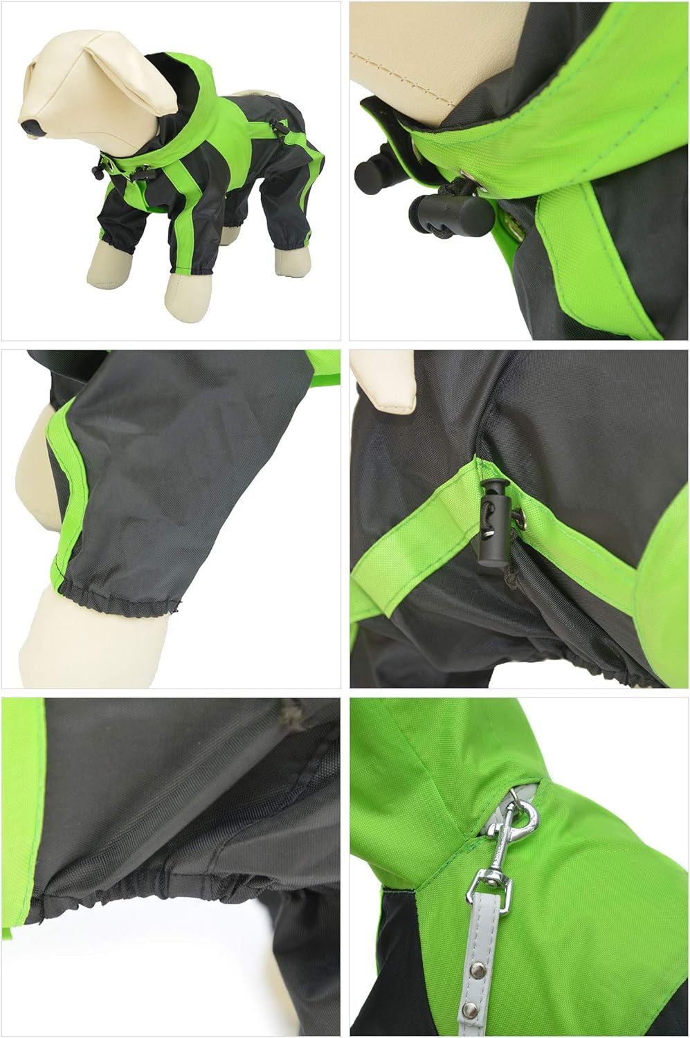 Lovelonglong Alaska Dog Hooded Raincoat, Golden Retriever Rain Jacket Poncho Waterproof Clothes with Hood Breathable 4 Feet Four Legs Rain Coats for Large Huge Dogs Green L-XL+ - Image 3