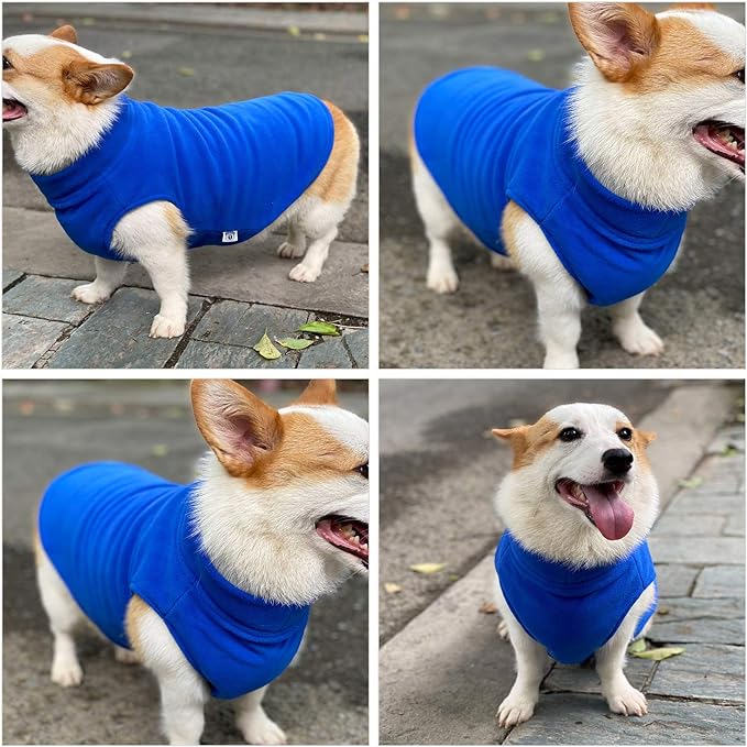 Dog Winter Vest Warm Breathable Dog Polar Fleece Vest Jacket, Lightweight Round Neck Winter Coat with Leash Neck Hole for Small Medium Large Dogs Blue XXL - Image 6